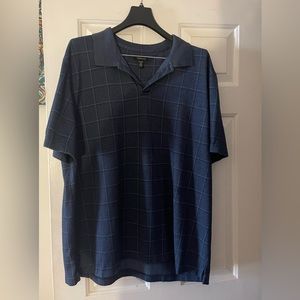 mens van heusen window pane plaid polo shirt XXL